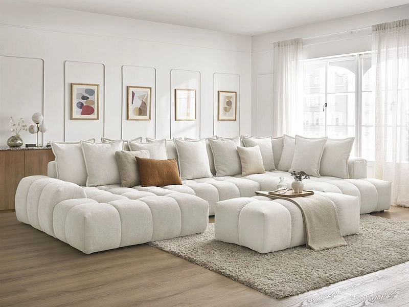 Divano ad angolo panoramico con pouf BOBOCHIC EVEREST