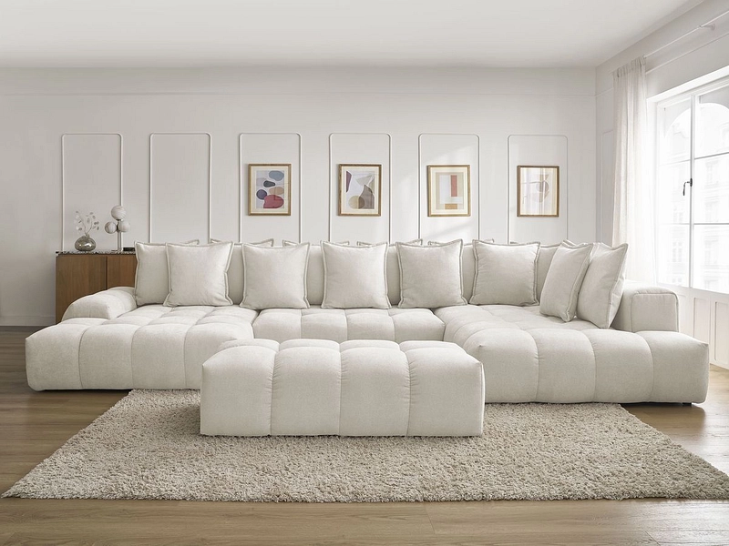 Divano ad angolo panoramico con pouf BOBOCHIC EVEREST