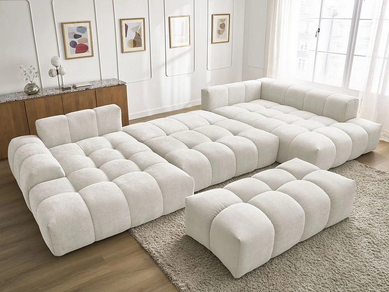 Divano ad angolo panoramico con pouf BOBOCHIC EVEREST