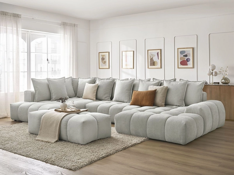Divano ad angolo panoramico con pouf BOBOCHIC EVEREST
