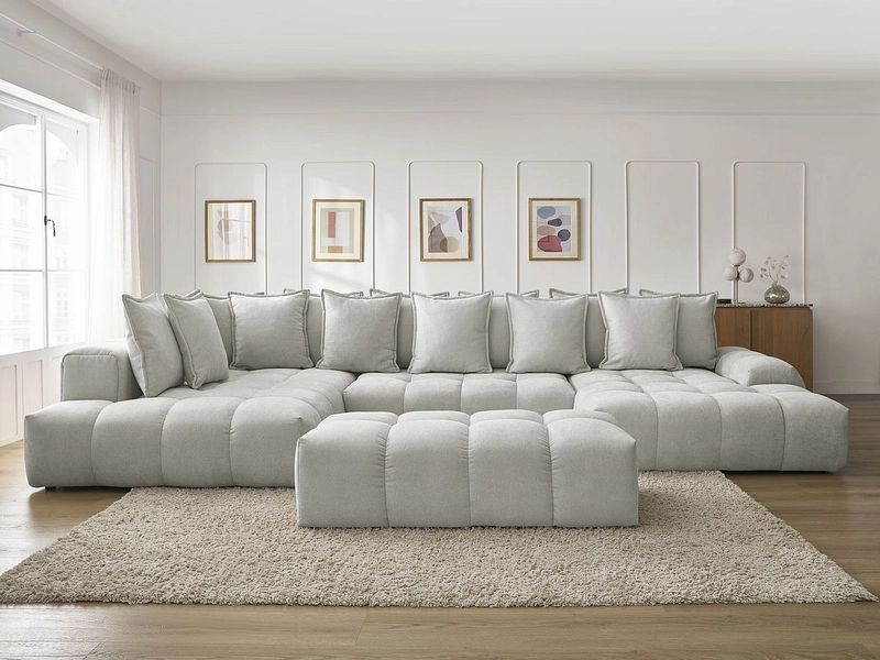 Divano ad angolo panoramico con pouf BOBOCHIC EVEREST