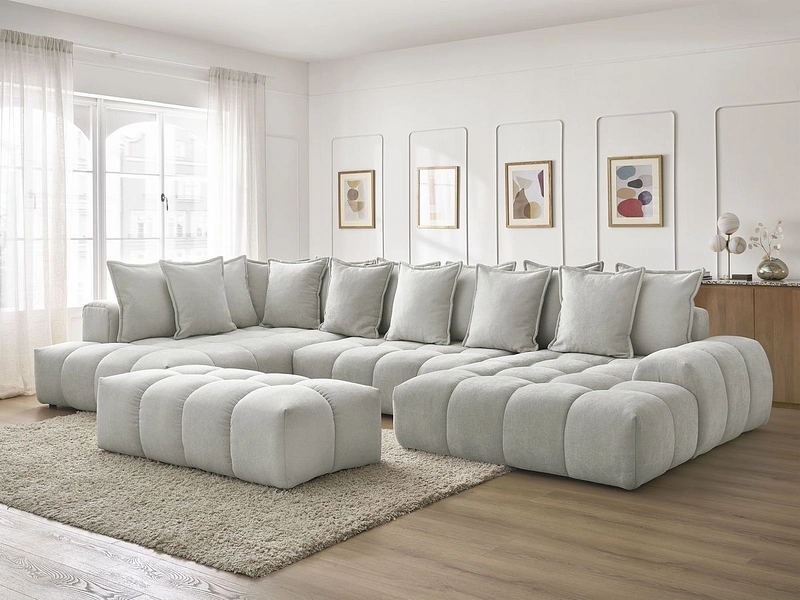 Divano ad angolo panoramico con pouf BOBOCHIC EVEREST