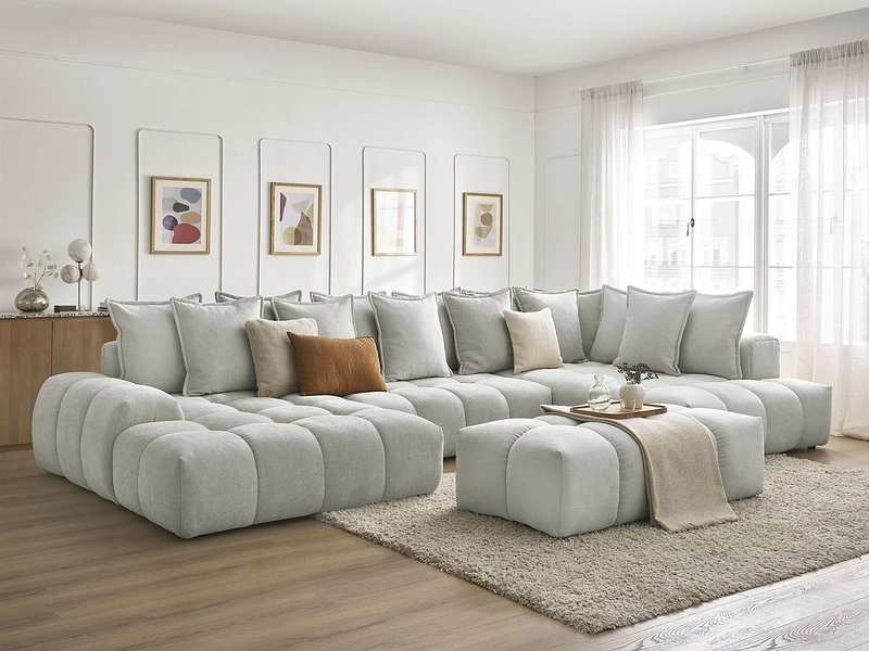 Divano ad angolo panoramico con pouf BOBOCHIC EVEREST