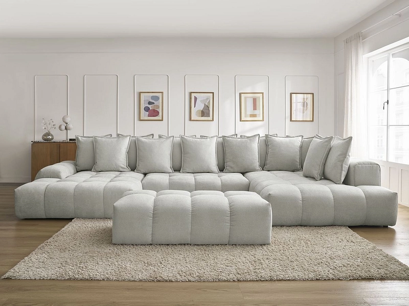 Divano ad angolo panoramico con pouf BOBOCHIC EVEREST