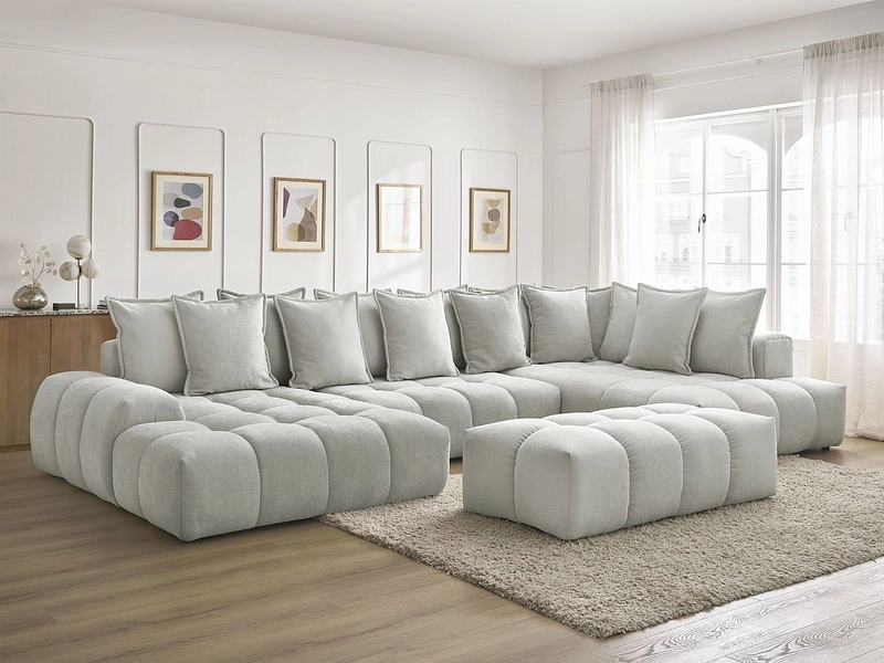 Divano ad angolo panoramico con pouf BOBOCHIC EVEREST