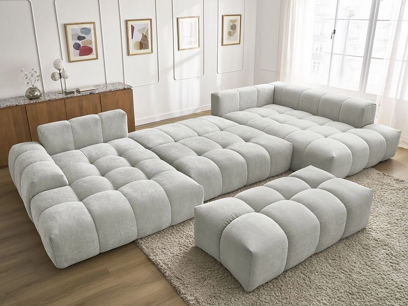 Divano ad angolo panoramico con pouf BOBOCHIC EVEREST