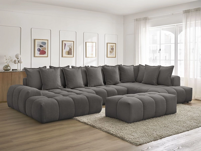 Divano ad angolo panoramico con pouf BOBOCHIC EVEREST