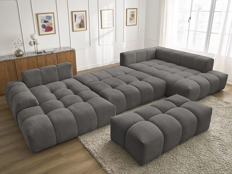 Divano ad angolo panoramico con pouf BOBOCHIC EVEREST