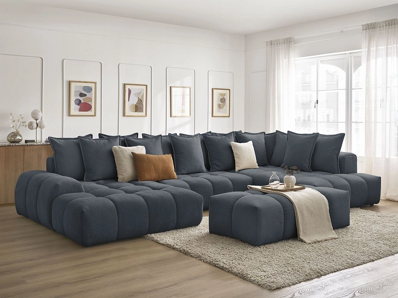 Canapé d'angle panoramique avec pouf BOBOCHIC EVEREST