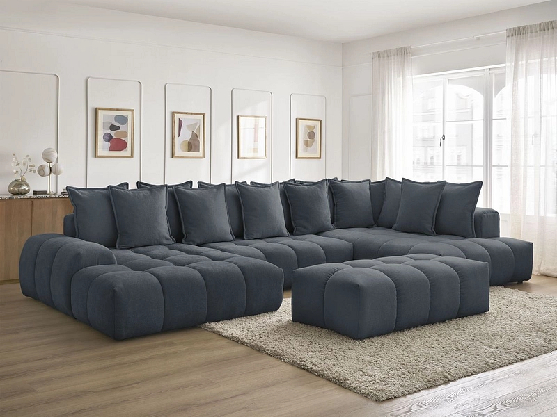 Canapé d'angle panoramique avec pouf BOBOCHIC EVEREST