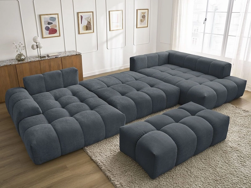 Canapé d'angle panoramique avec pouf BOBOCHIC EVEREST