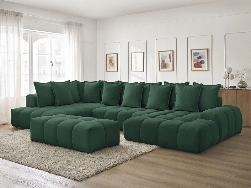 Divano ad angolo panoramico con pouf BOBOCHIC EVEREST