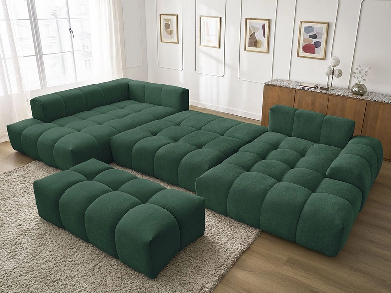 Divano ad angolo panoramico con pouf BOBOCHIC EVEREST