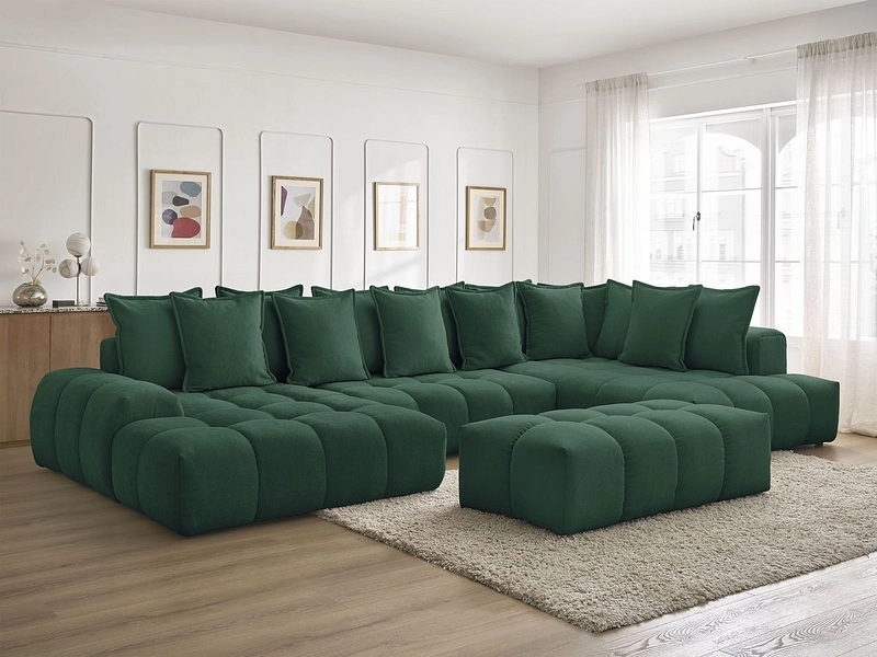 Canapé d'angle panoramique avec pouf BOBOCHIC EVEREST