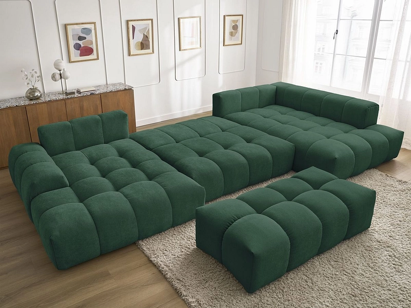 Canapé d'angle panoramique avec pouf BOBOCHIC EVEREST