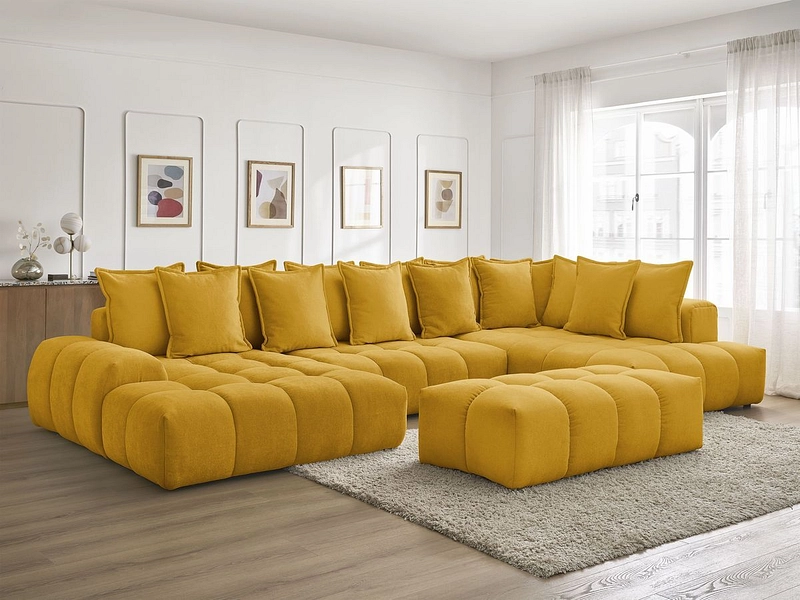 Canapé d'angle panoramique avec pouf BOBOCHIC EVEREST