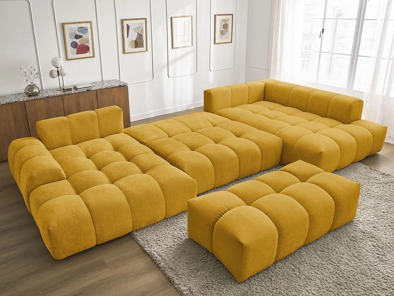 Canapé d'angle panoramique avec pouf BOBOCHIC EVEREST