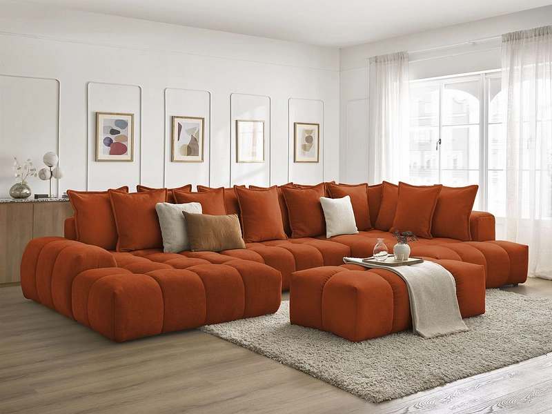 Canapé d'angle panoramique avec pouf BOBOCHIC EVEREST