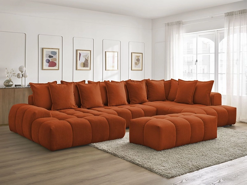 Canapé d'angle panoramique avec pouf BOBOCHIC EVEREST