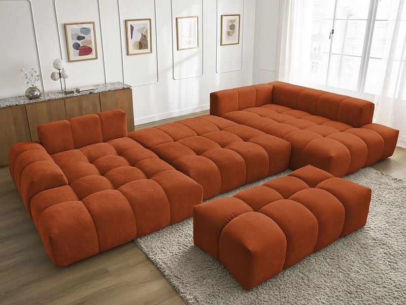 Canapé d'angle panoramique avec pouf BOBOCHIC EVEREST