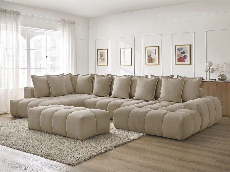 Divano ad angolo panoramico con pouf BOBOCHIC EVEREST