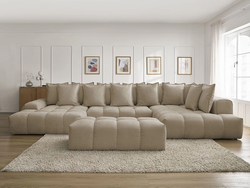 Canapé d'angle panoramique avec pouf BOBOCHIC EVEREST