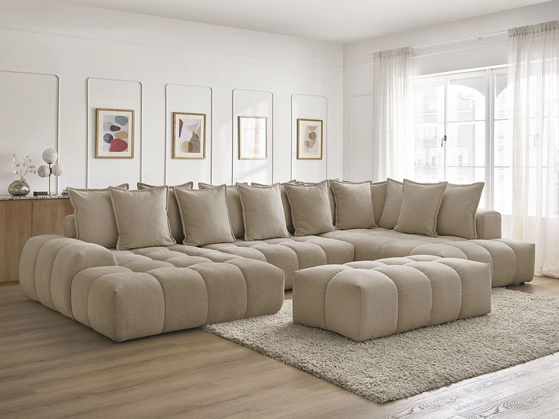 Canapé d'angle panoramique avec pouf BOBOCHIC EVEREST