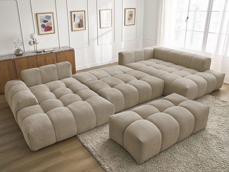 Canapé d'angle panoramique avec pouf BOBOCHIC EVEREST