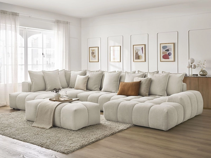 Divano ad angolo panoramico con pouf BOBOCHIC EVEREST