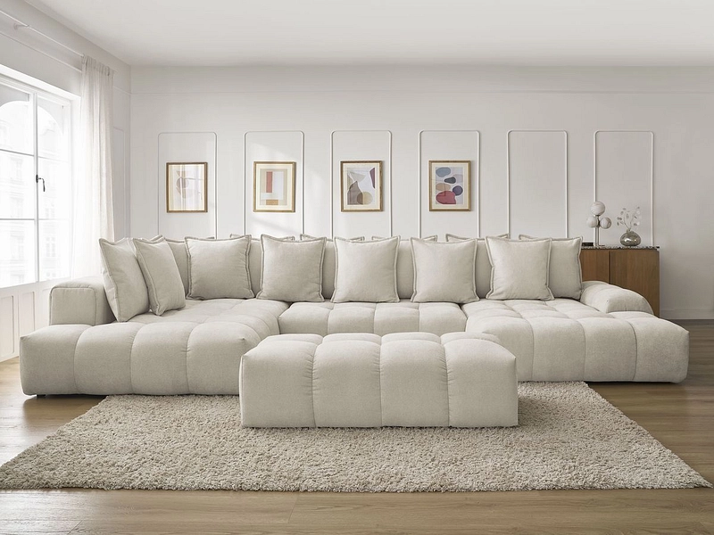 Divano ad angolo panoramico con pouf BOBOCHIC EVEREST