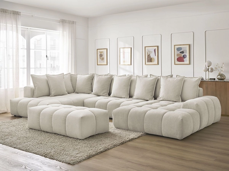 Divano ad angolo panoramico con pouf BOBOCHIC EVEREST