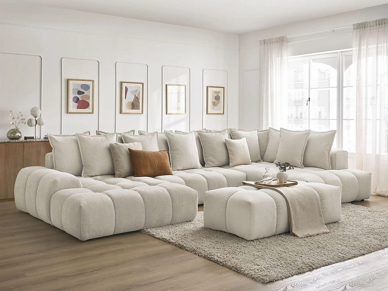 Divano ad angolo panoramico con pouf BOBOCHIC EVEREST