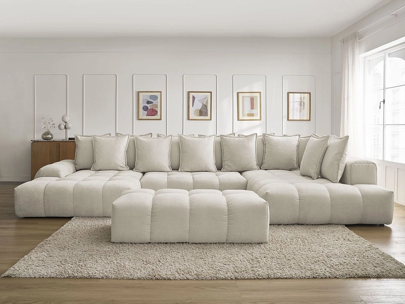 Divano ad angolo panoramico con pouf BOBOCHIC EVEREST