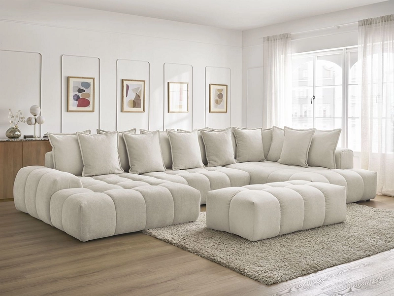 Divano ad angolo panoramico con pouf BOBOCHIC EVEREST