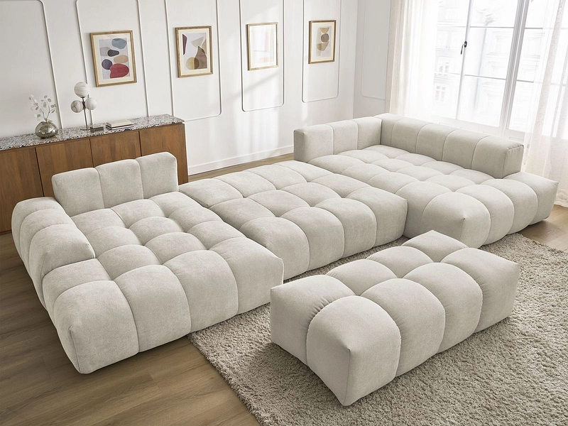 Divano ad angolo panoramico con pouf BOBOCHIC EVEREST