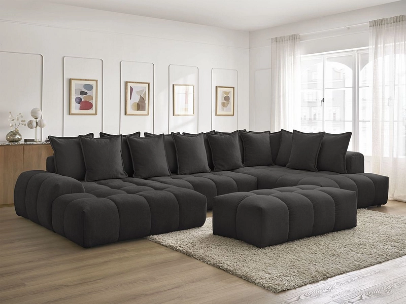 Canapé d'angle panoramique avec pouf BOBOCHIC EVEREST