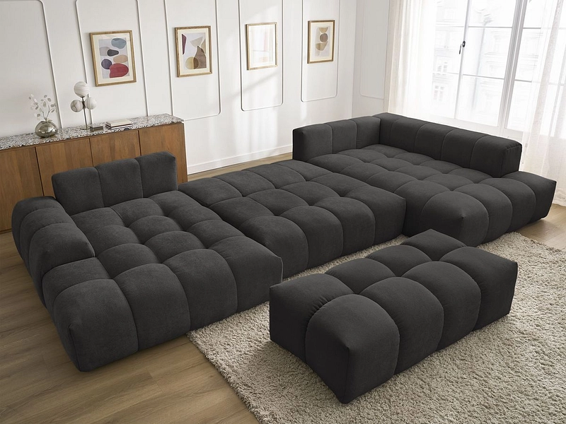 Canapé d'angle panoramique avec pouf BOBOCHIC EVEREST