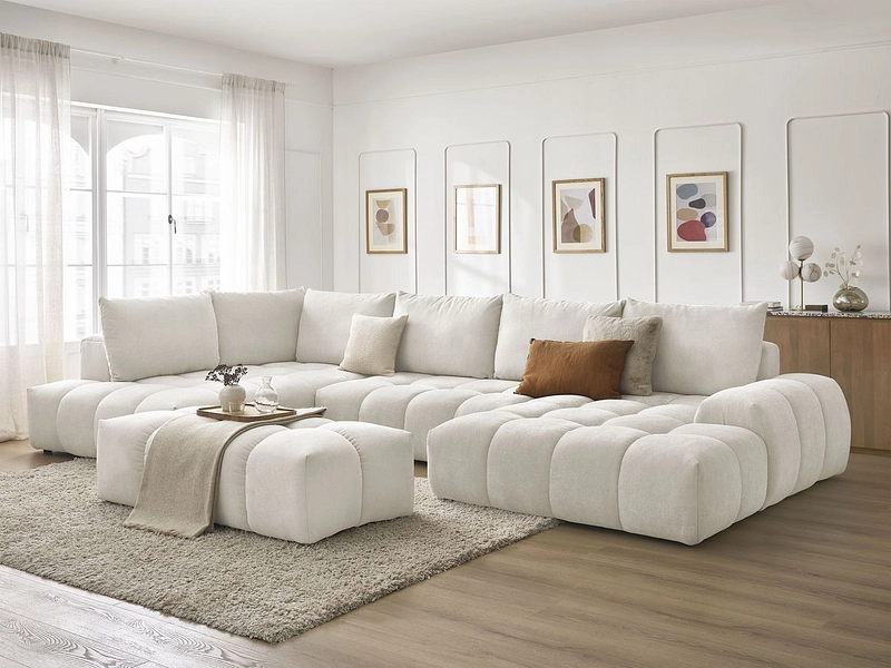 Canapé d'angle panoramique avec pouf BOBOCHIC EVEREST