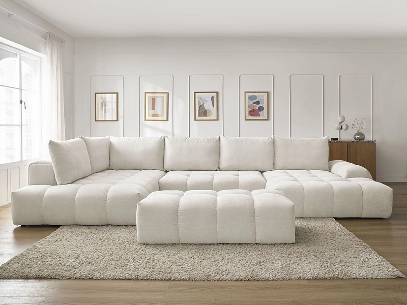 Canapé d'angle panoramique avec pouf BOBOCHIC EVEREST