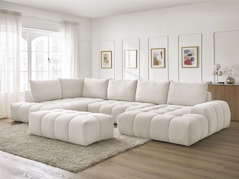 Canapé d'angle panoramique avec pouf BOBOCHIC EVEREST