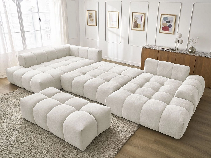 Canapé d'angle panoramique avec pouf BOBOCHIC EVEREST