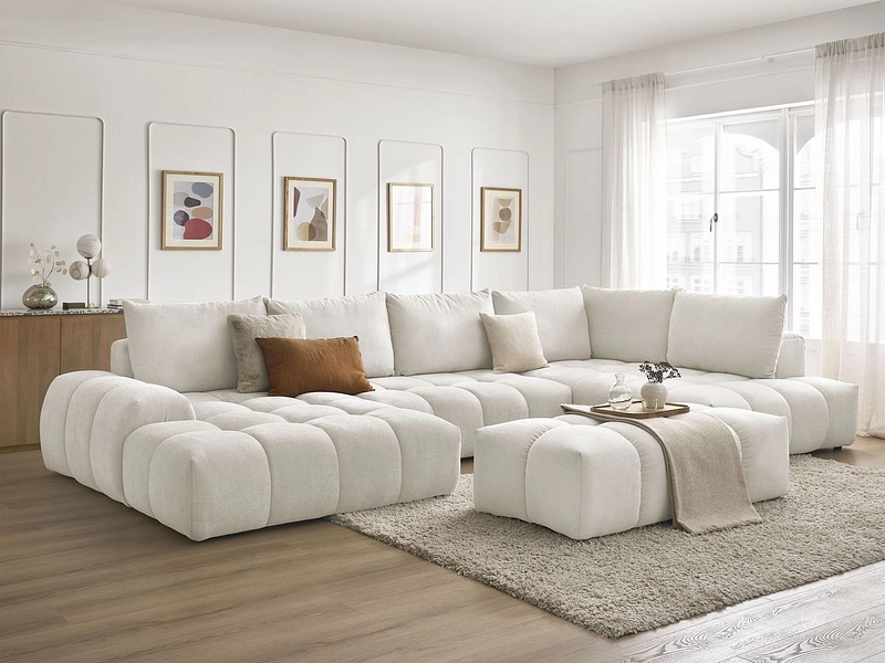 Divano ad angolo panoramico con pouf BOBOCHIC EVEREST