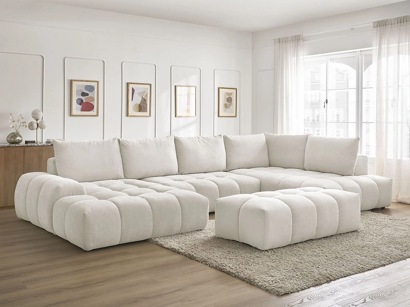 Divano ad angolo panoramico con pouf BOBOCHIC EVEREST