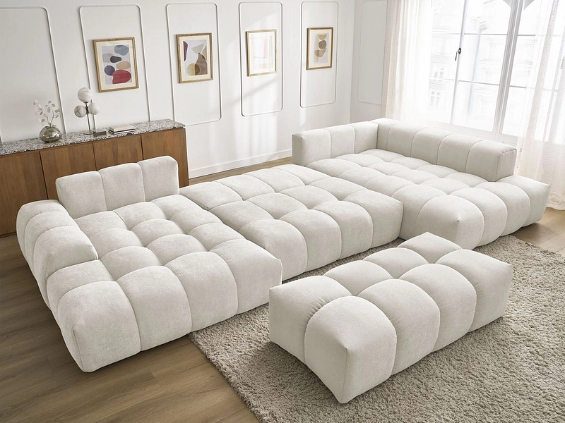Divano ad angolo panoramico con pouf BOBOCHIC EVEREST
