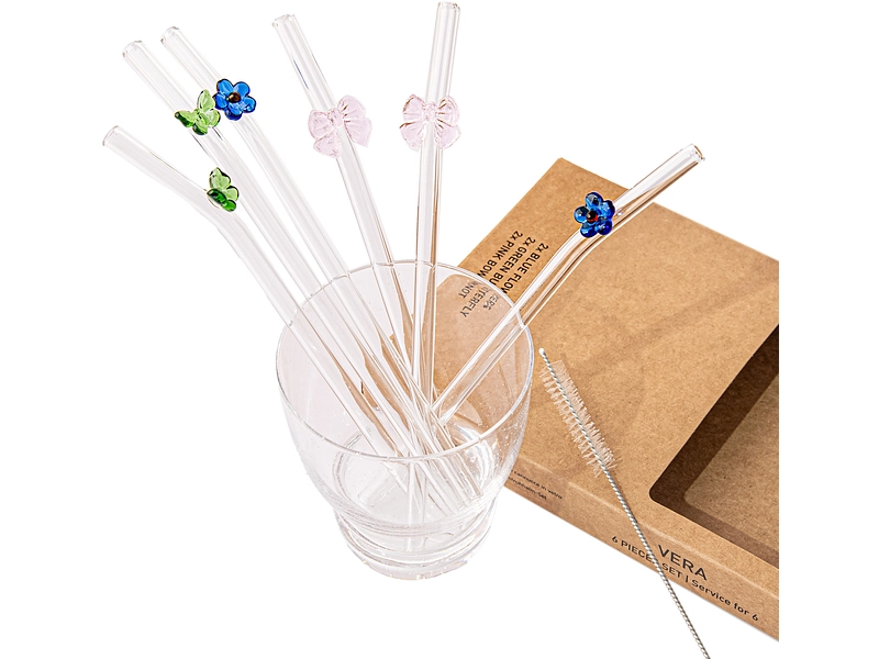 Set mit 6 Glasstrohhalmen VERA Set mit 6 Glasstrohhalmen VERA