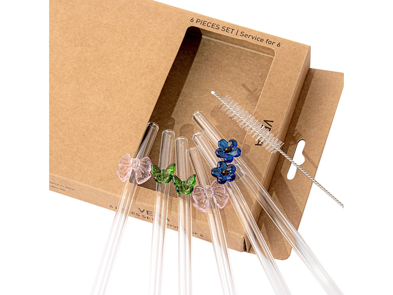 Set mit 6 Glasstrohhalmen VERA Set mit 6 Glasstrohhalmen VERA