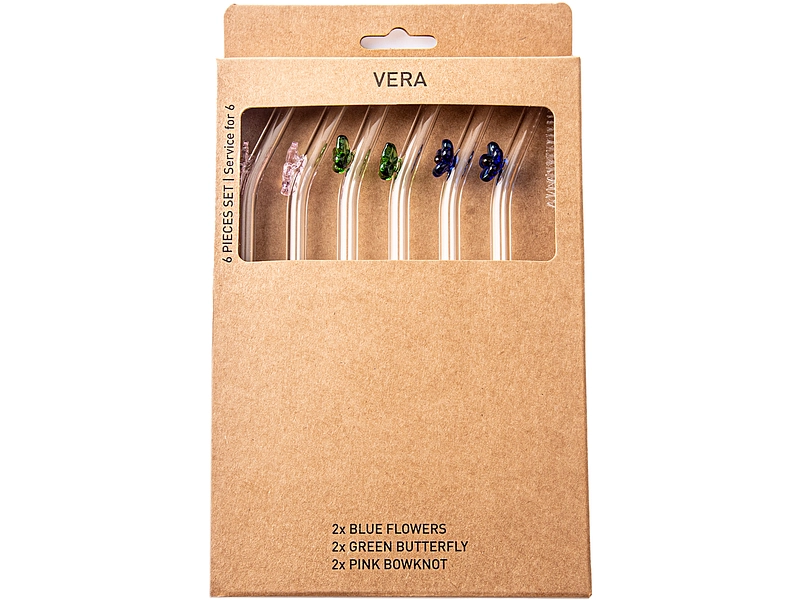 Set mit 6 Glasstrohhalmen VERA Set mit 6 Glasstrohhalmen VERA