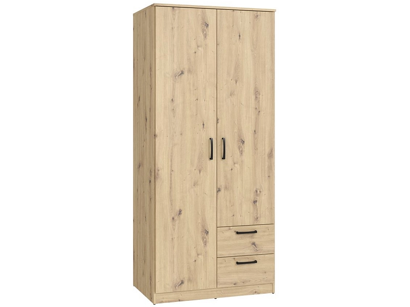 Armadio ante battenti LUBECK quercia artisan 2 porte 2 cassetti