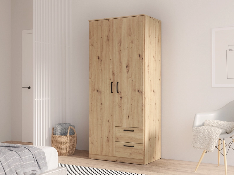 Armoire portes battantes LUBECK chêne artisan