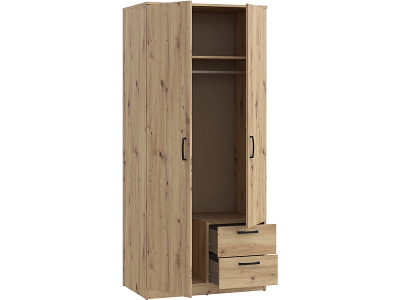 Armoire portes battantes LUBECK chêne artisan